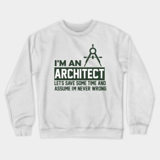 I'm an Architect I'm Never Wrong Funny Architect Crewneck Sweatshirt
